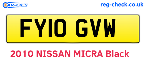 FY10GVW are the vehicle registration plates.