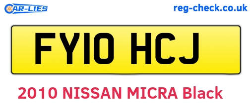 FY10HCJ are the vehicle registration plates.