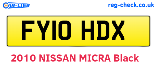 FY10HDX are the vehicle registration plates.
