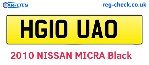 HG10UAO are the vehicle registration plates.
