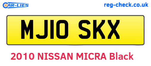 MJ10SKX are the vehicle registration plates.