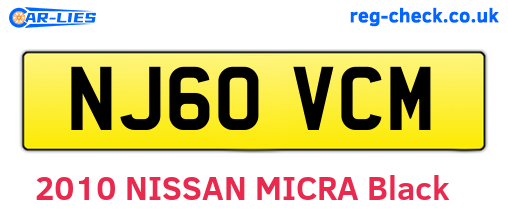 NJ60VCM are the vehicle registration plates.