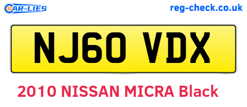 NJ60VDX are the vehicle registration plates.