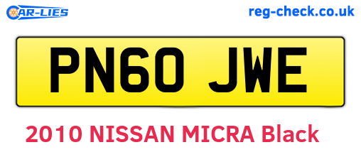 PN60JWE are the vehicle registration plates.