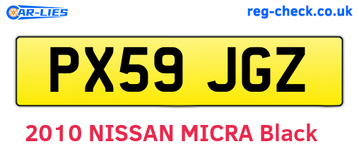 PX59JGZ are the vehicle registration plates.
