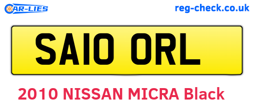 SA10ORL are the vehicle registration plates.