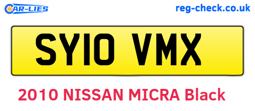 SY10VMX are the vehicle registration plates.