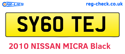 SY60TEJ are the vehicle registration plates.