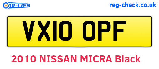 VX10OPF are the vehicle registration plates.