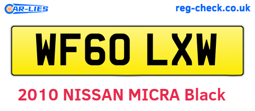WF60LXW are the vehicle registration plates.
