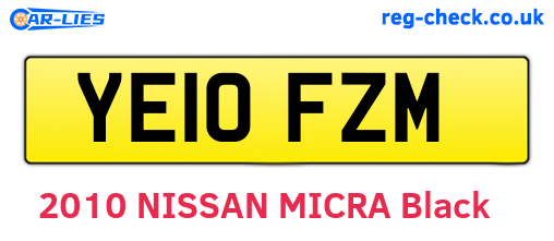 YE10FZM are the vehicle registration plates.