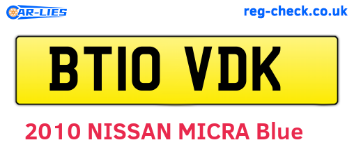 BT10VDK are the vehicle registration plates.