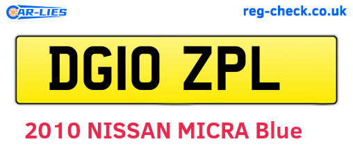 DG10ZPL are the vehicle registration plates.