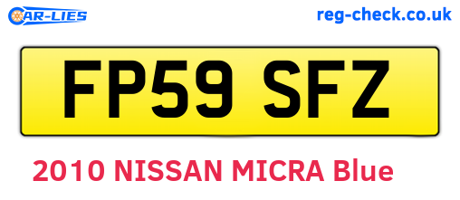 FP59SFZ are the vehicle registration plates.