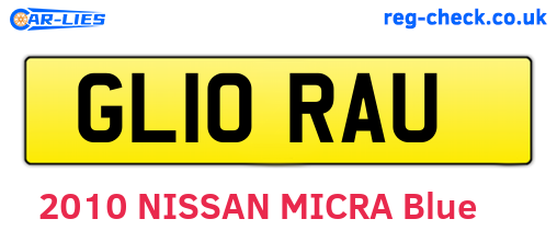 GL10RAU are the vehicle registration plates.