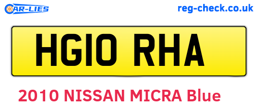 HG10RHA are the vehicle registration plates.