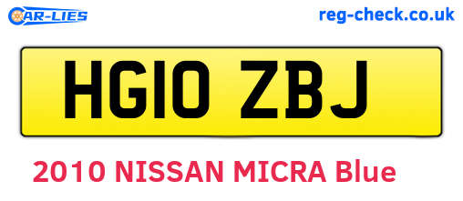 HG10ZBJ are the vehicle registration plates.
