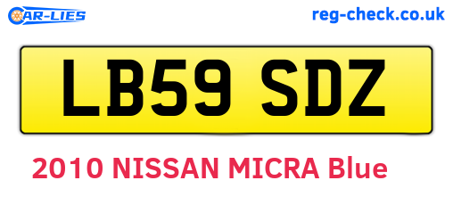 LB59SDZ are the vehicle registration plates.