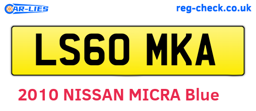 LS60MKA are the vehicle registration plates.