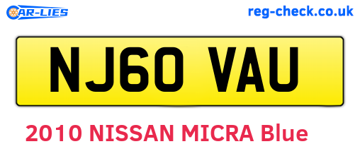 NJ60VAU are the vehicle registration plates.