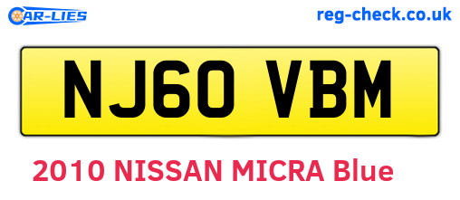 NJ60VBM are the vehicle registration plates.