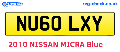 NU60LXY are the vehicle registration plates.