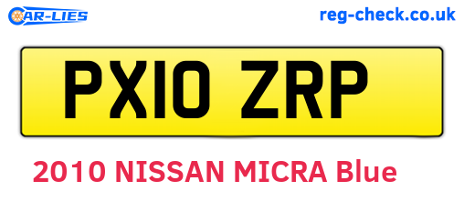 PX10ZRP are the vehicle registration plates.