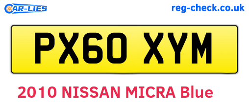 PX60XYM are the vehicle registration plates.