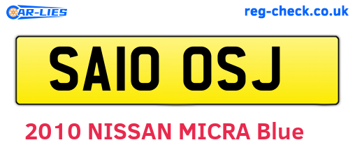 SA10OSJ are the vehicle registration plates.