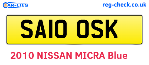 SA10OSK are the vehicle registration plates.
