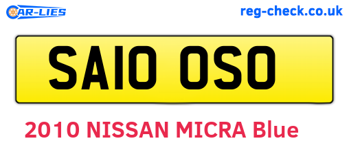 SA10OSO are the vehicle registration plates.