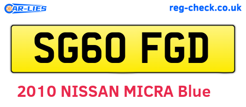 SG60FGD are the vehicle registration plates.