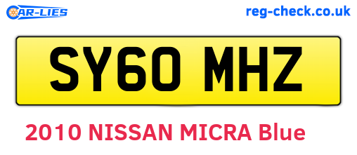 SY60MHZ are the vehicle registration plates.