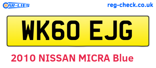 WK60EJG are the vehicle registration plates.