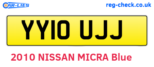 YY10UJJ are the vehicle registration plates.