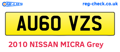 AU60VZS are the vehicle registration plates.