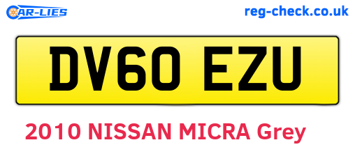 DV60EZU are the vehicle registration plates.