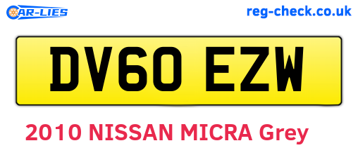 DV60EZW are the vehicle registration plates.