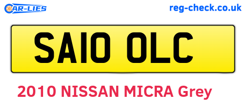 SA10OLC are the vehicle registration plates.