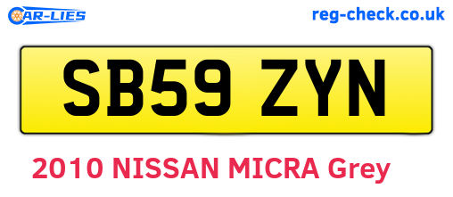 SB59ZYN are the vehicle registration plates.