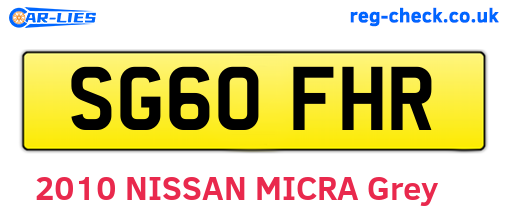 SG60FHR are the vehicle registration plates.