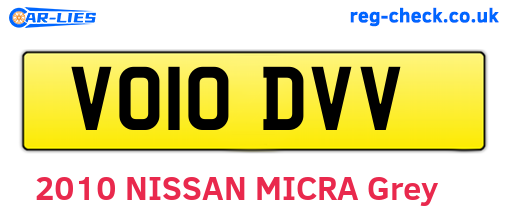 VO10DVV are the vehicle registration plates.