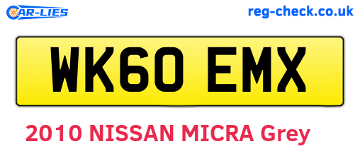 WK60EMX are the vehicle registration plates.