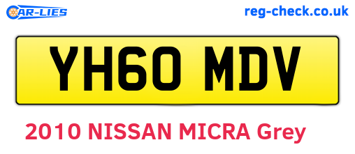 YH60MDV are the vehicle registration plates.