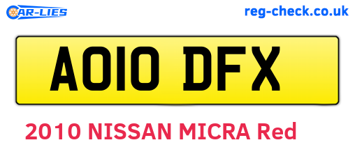 AO10DFX are the vehicle registration plates.