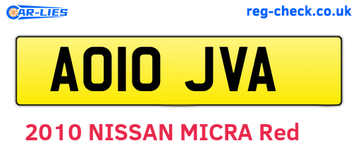 AO10JVA are the vehicle registration plates.