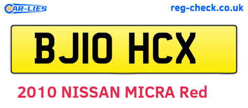 BJ10HCX are the vehicle registration plates.