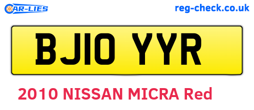 BJ10YYR are the vehicle registration plates.