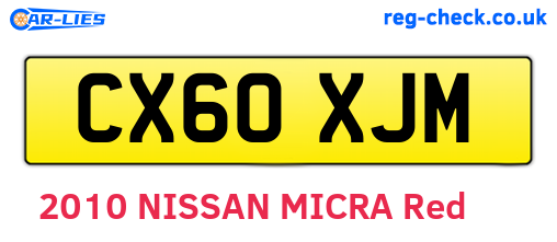 CX60XJM are the vehicle registration plates.