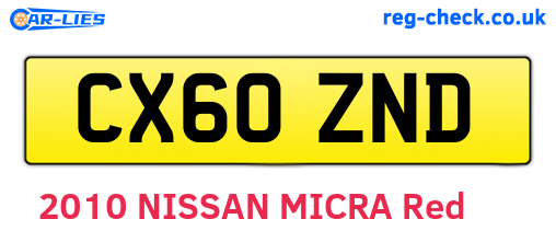 CX60ZND are the vehicle registration plates.